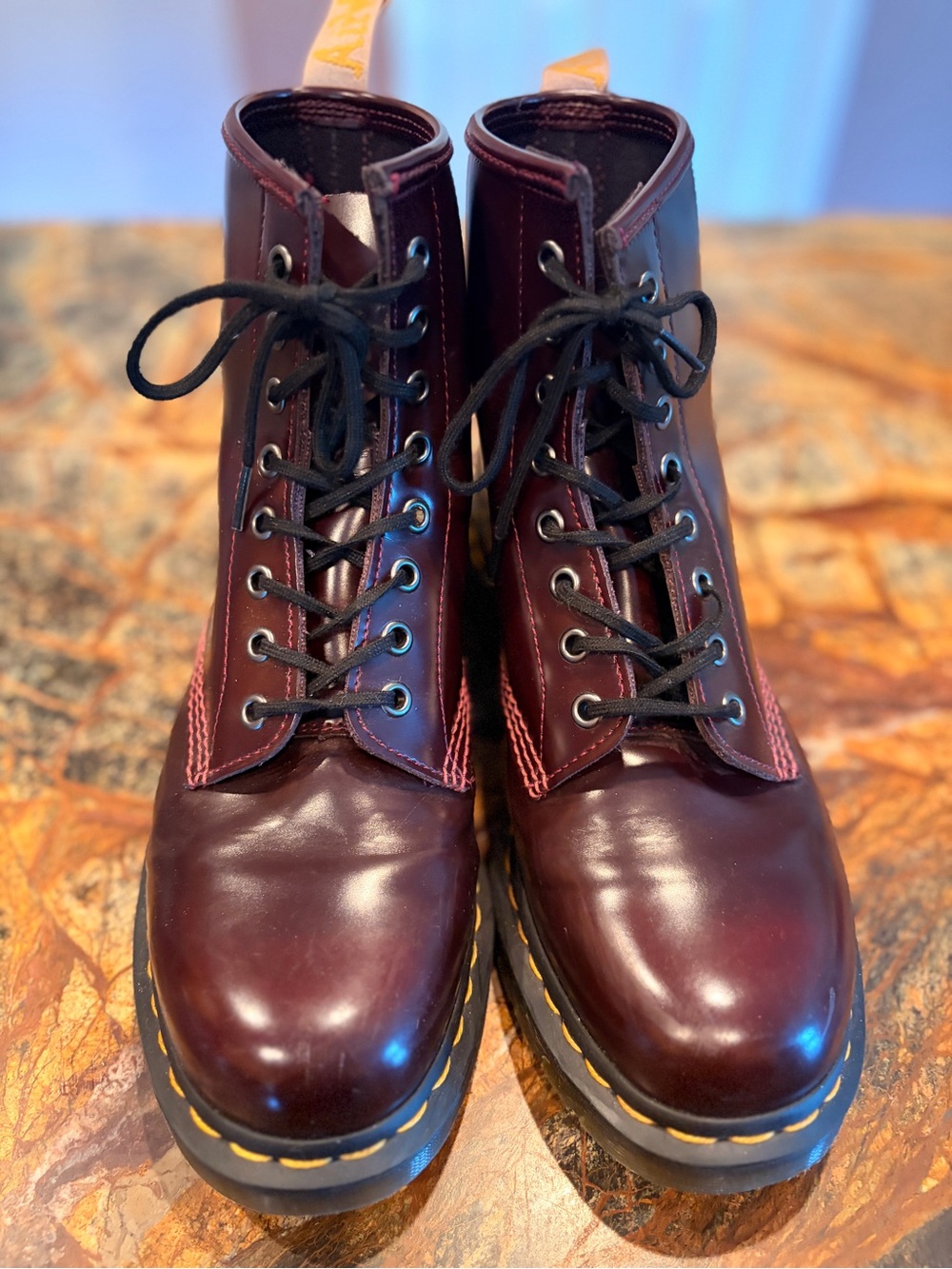 Dr. Martens Men's Lace-Up Boots in Cherry Red